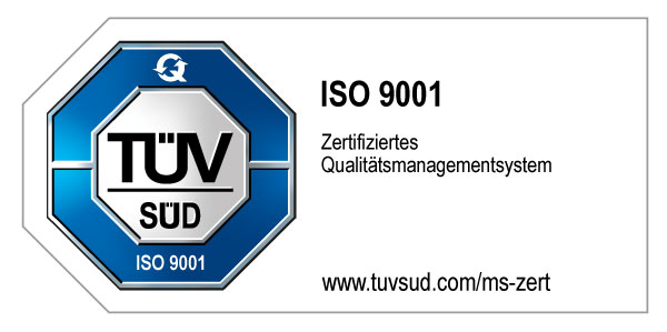 TÜV SÜD Siegel: ISO 9001 zertifiziertes Qualitätsmanagementsystem